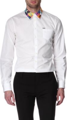 D SQUARED Patterned-collar slim-fit single cuff shirt