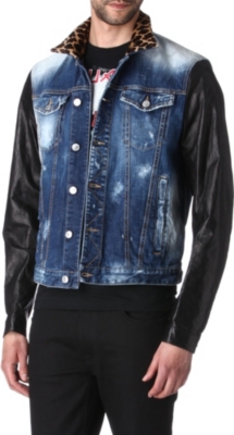 D SQUARED Leopard-collar denim jacket