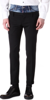 D SQUARED Denim-insert slim-fit trousers