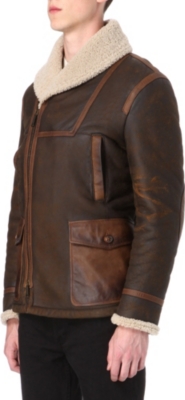 D SQUARED Shearling leather coat