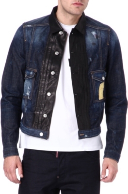 D SQUARED Leather panel denim jacket