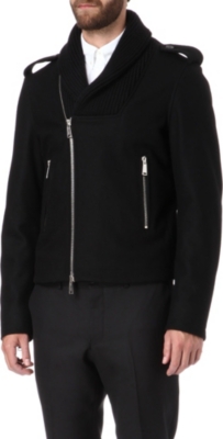 D SQUARED Knitted-collar biker jacket