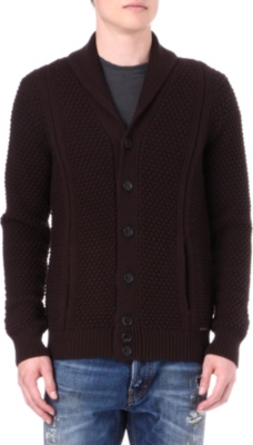 D SQUARED Waffle-knit shawl-collar cardigan