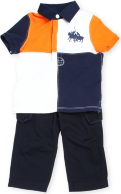 RALPH LAUREN Colour-Block polo and trousers set 9-24 months