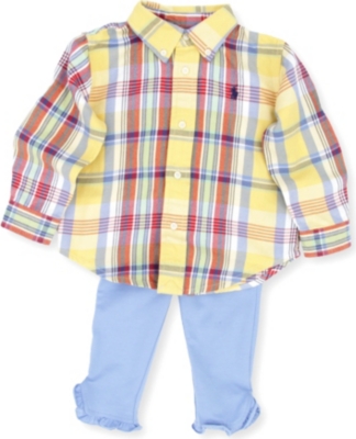 RALPH LAUREN Plaid shirt and legging set 12-24 months