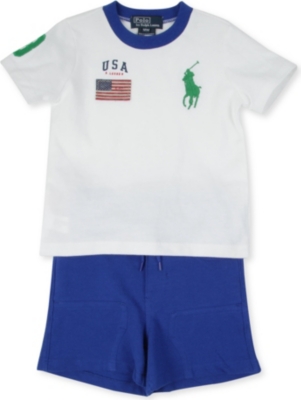 RALPH LAUREN USA t-shirt and shorts set 9-24 months
