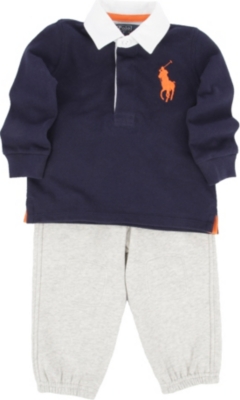 RALPH LAUREN Big Pony rugby shirt and sweatpant set 3-24 months