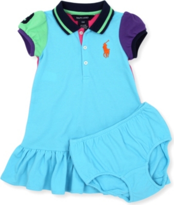 RALPH LAUREN Colour-block polo dress 3-24 months