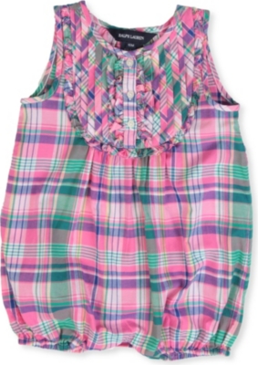 RALPH LAUREN Checked bubble bodysuit 12-24 months