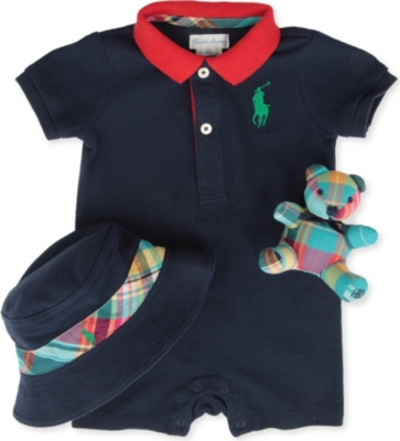 RALPH LAUREN Baby-grow, hat and teddy gift set 3-9 months