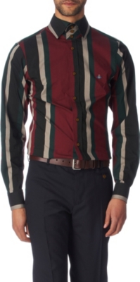 VIVIENNE WESTWOOD Striped slim fit single cuff shirt (Burgundy