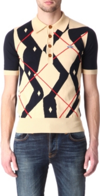VIVIENNE WESTWOOD Twisted argyle knitted polo shirt