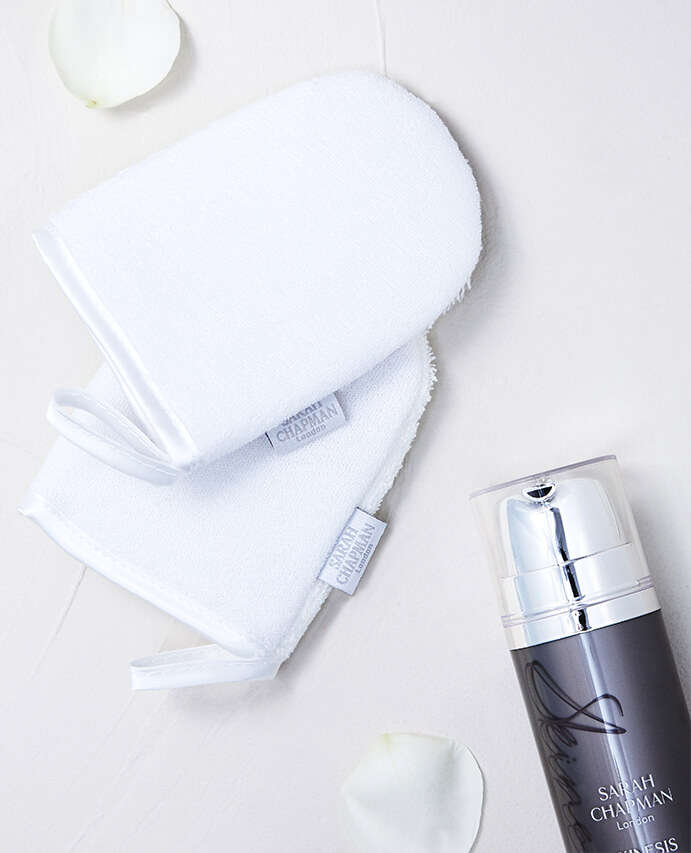 Sarah Chapman face mitts and cleanser