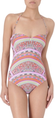 MARA HOFFMAN Rainbow halterneck swimsuit
