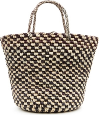 SENSI STUDIO Hand woven straw maxi tote bag