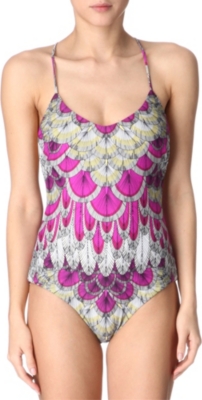 MARA HOFFMAN Feather criss-cross swimsuit