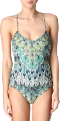 MARA HOFFMAN Feather criss-cross swimsuit