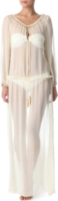 MARIE FRANCE VAN DAMME Romantic solid-chiffon long kaftan
