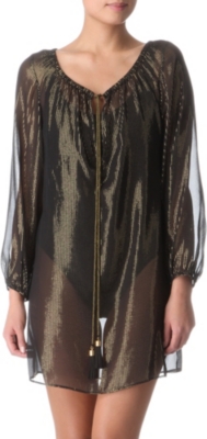 MARIE FRANCE VAN DAMME Sequinned silk-satin long cami