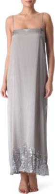 MARIE FRANCE VAN DAMME Sequinned silk-satin long cami