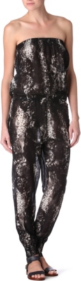 MARIE FRANCE VAN DAMME Snake print silk cotton jumpsuit