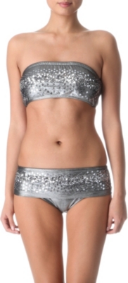 MARIE FRANCE VAN DAMME Sequinned bandeau bikini