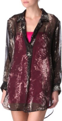 MARIE FRANCE VAN DAMME Snake printed chiffon shirt with cami