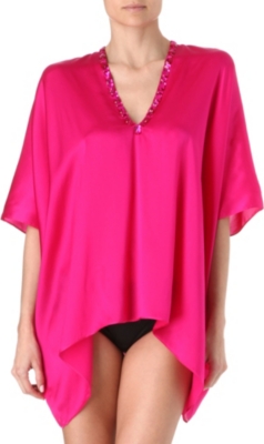 MARIE FRANCE VAN DAMME Short beaded silk kaftan