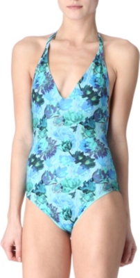 MATTHEW WILLIAMSON Acid Floral halterneck swimsuit