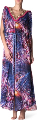 MATTHEW WILLIAMSON Palm jewel silk gown cover-up