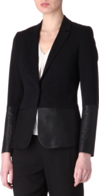 THEORY Leather-panel blazer