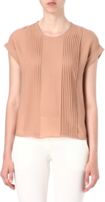 THEORY Pleated silk top