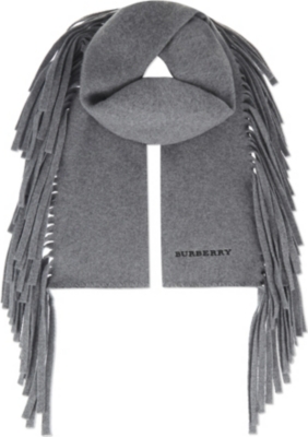 BURBERRY - Felt knit fringe scarf Selfridges.com