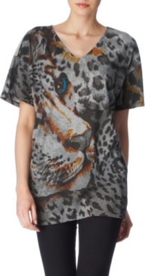 STELLA MCCARTNEY Oversized leopard top (Grey