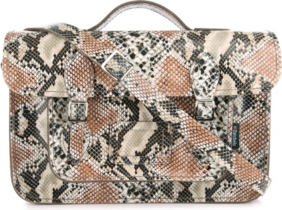 ZATCHELS Snakeskin-printed leather satchel