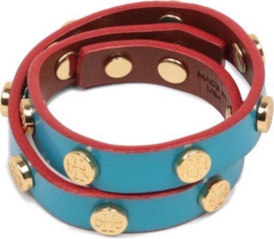 TORY BURCH Double-wrap logo stud bracelet