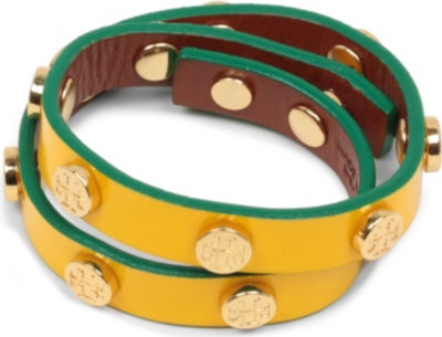 TORY BURCH Double-wrap logo stud bracelet