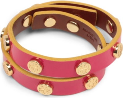 TORY BURCH Double-wrap logo stud bracelet