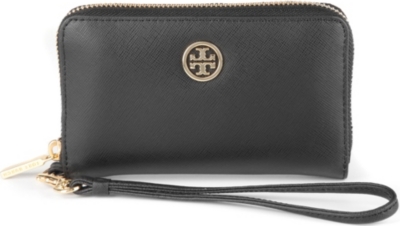 TORY BURCH Robinson saffiano leather phone wristlet
