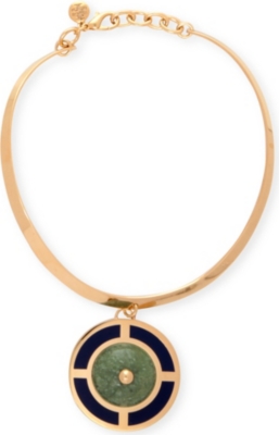 TORY BURCH Lilian 16ct gold-plated collar necklace