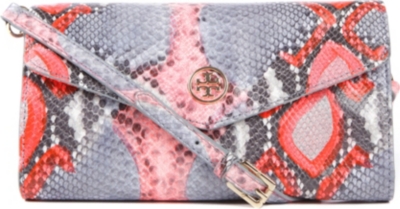TORY BURCH Violet neon snake clutch