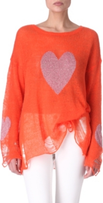 WILDFOX Knitted heart jumper