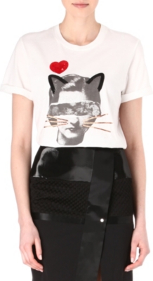 MARKUS LUPFER Collage cat face t-shirt