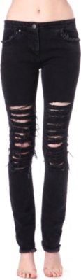 CHRISTOPHER KANE Ripped low-rise skinny jeans