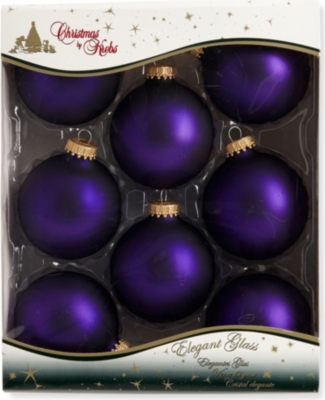 CHRISTMAS Violet set of eight baubles