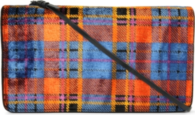 DRIES VAN NOTEN Tartan velvet clutch