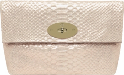 MULBERRY Clemmie oversized metallic snake-print clutch
