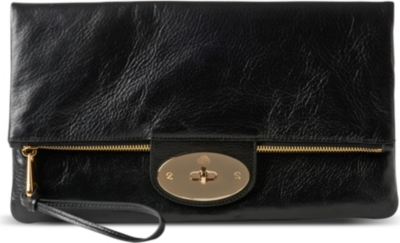 MULBERRY Postman's lock oversized spongy leather clutch (Black