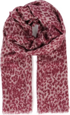MULBERRY Scribbly Leopard bamboo-blend scarf