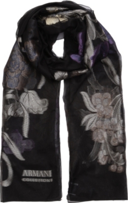 ARMANI COLLEZIONI Floral silk-blend scarf